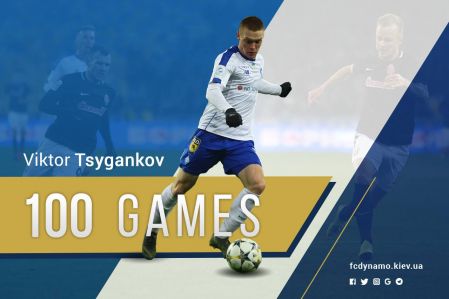 100 appearances of Viktor Tsyhankov for Dynamo