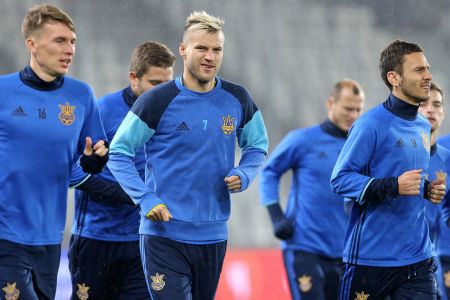 Ukraine with Dynamo players getting ready for 2018 World Cup qualifier against Kosovo