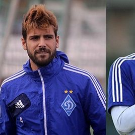 MIGUEL and Yevhen KHACHERIDI getting ready for the game against Fiorentina