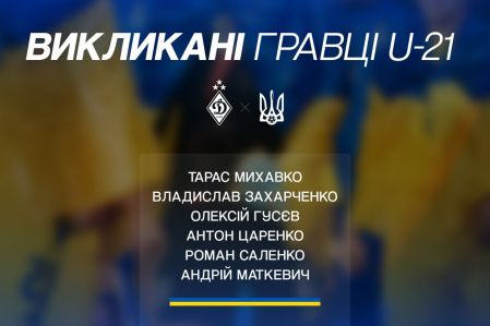Динамівці викликані до збірної України U21 на офіційний та товариський матчі