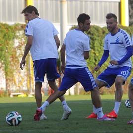 Dynamo getting ready for match against Olimpik. Fierce tennis-ball under boiling sun