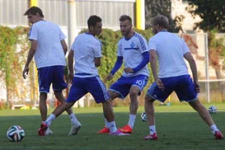 Dynamo getting ready for match against Olimpik. Fierce tennis-ball under boiling sun