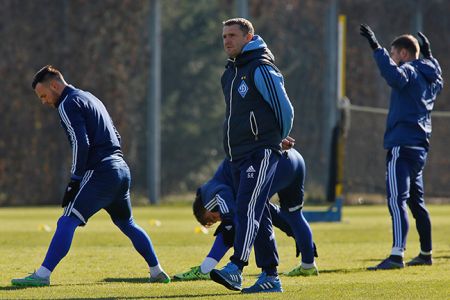 The White-Blues getting ready for the game against Metalist