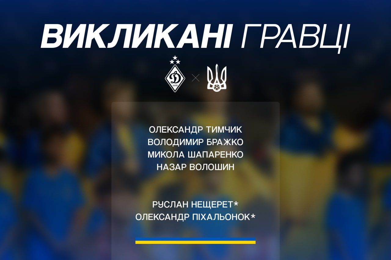 Four Dynamo players called up for Ukraine’s World Cup qualifiers in October